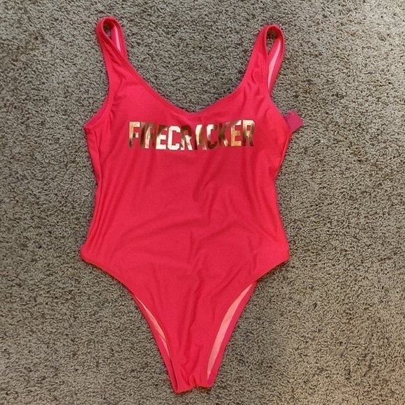 Target “firecracker” neon pink one piece swimsuit size medium - Picture 1 of 2